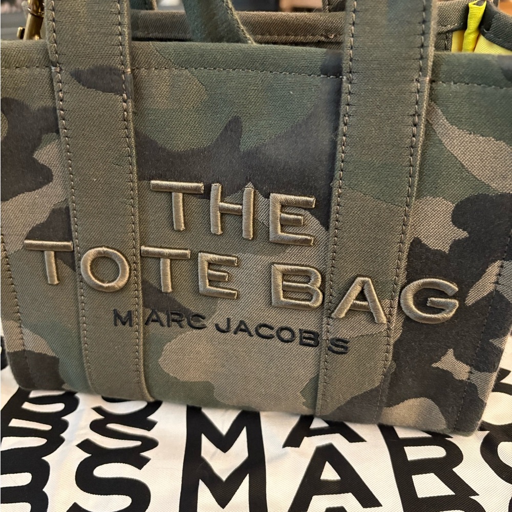 Marc Jacobs Green and Brown Tote Bag with Bold Branding